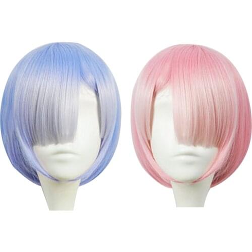 Graduated Color REM Cosplay Wig Or RAM Cosplay Wigs Re:Zero Starting Life In Another World Costume Play Halloween Costumes