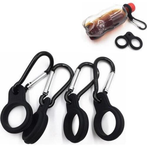 Water Bottle Holder With Hang Buckle Carabiner Clip Key Ring Fit Cola Bottle Shaped For Outdoor Silicone Carrier LX8040