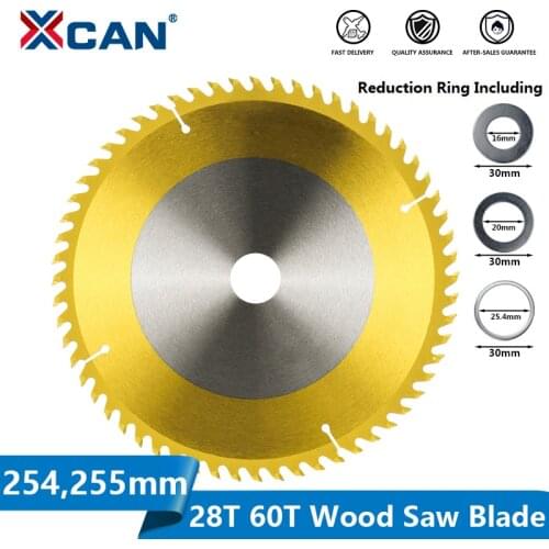 XCAN 254 255mm TCT Circular Saw Blade Titanium Coated Carbide Cutting Dics For Cut Wood,PVC Tube Wood Cutting Blade