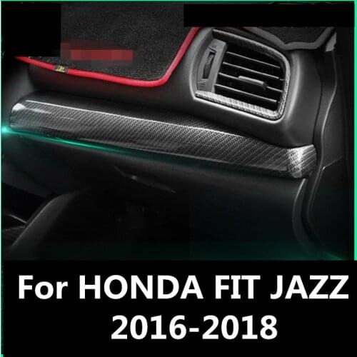 For HONDA FIT JAZZ 2016-2018 Carbon Fiber Car Interior Co-pilot Dashboard Panel Decal Cover Trim Strips decoration Accessories