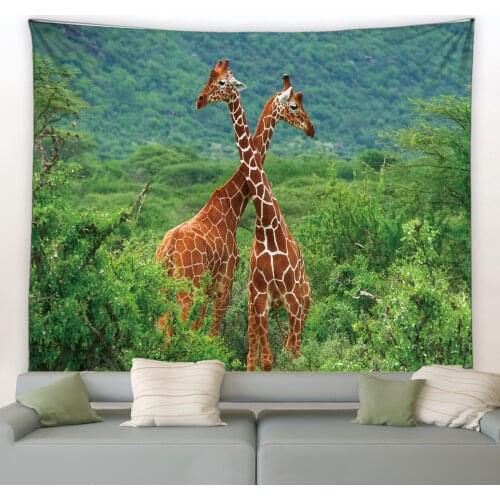 Giraffe Tapestry Africa Wild Animal Hippie Bohemian Wall Hanging Big Tapestries Carpet Living Room Bedroom Home Decor Blanket