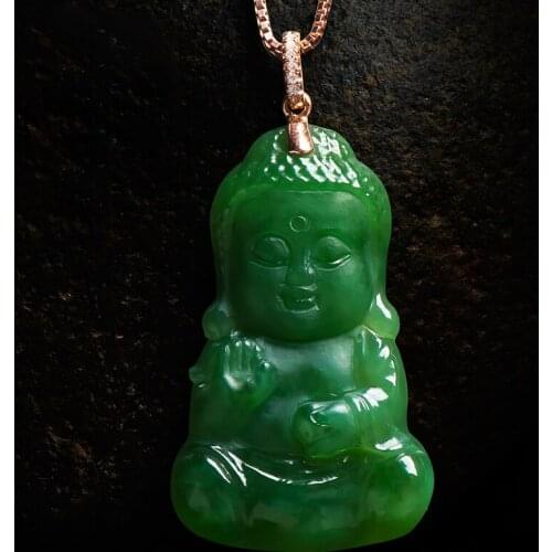 18K gold inlaid diamonds Xinjiang Hetian Jade Baby Buddha pendant Buddha Pendant Buddha jade pendant