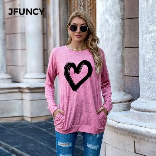 JFUNCY S-2XL 2020 Autumn Long Sleeve T Shirt Women Loose Tees O-Neck Tops Plus Size Casual Lady Pullover Female T-shirts