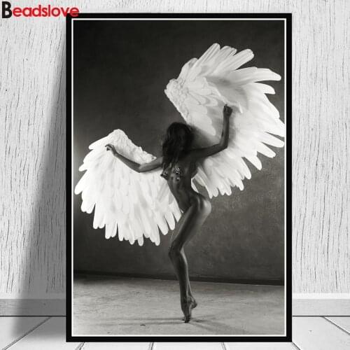Full drill round Diamond Painting Dancing Naked Girl Angels With Wings Diamond embroidery 5d diy diamond mosaic wall art