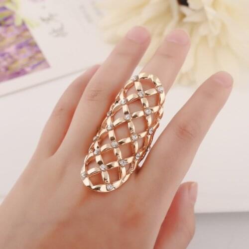 Hot fashion trend drill geometric exaggerated alloy ring manufacturers wholesale jewelry for women