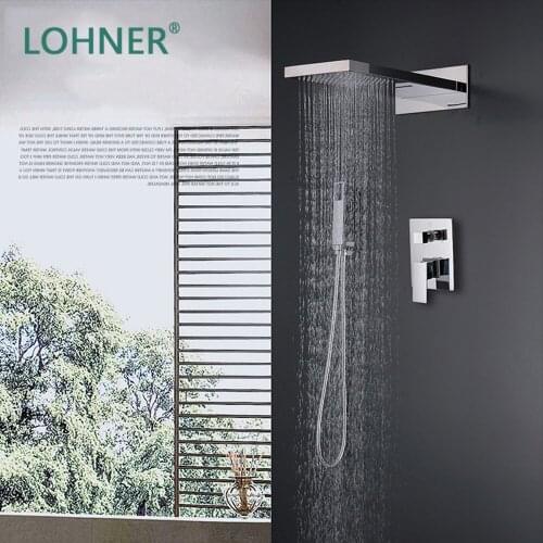 Lohner New Sale Chrome Brass Polish Bath Shower Mixer Faucet Set Single Handle Bathroom Rainfall Rain Shower System