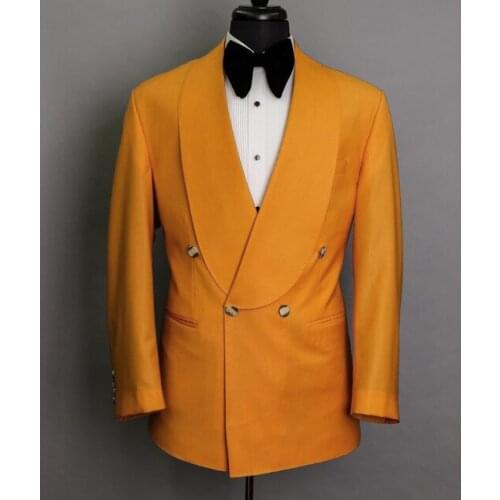 Fashion Menswear Luxury Shawl Lapel Double Breasted Wedding Man Suit Groom Prom Terno Masculino Slim Fit Costume Jacket+Pants