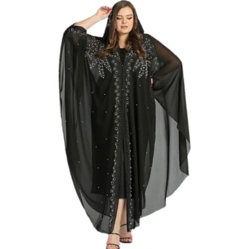 Muslim Hijab Dress Women Hooded With Beading Shawl Cape Robes Summer New Islam Turkey Kimono Ramadan Muslim Maxi Dress Vestidos