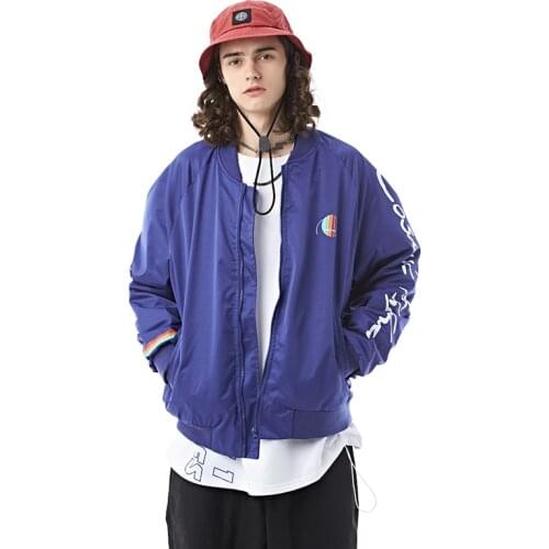 New Harajuku Personality Letters Printed Mens Zip Up Jackets Fashionable Casual Baseball Uniform Street Wear Coats