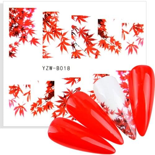 1 Sheet Nail Art Tattoo Decal Autumn Theme Nails Watermark Sliders Decor Tips Maple Leaf Pattern Sticker For Nail Beauty Care