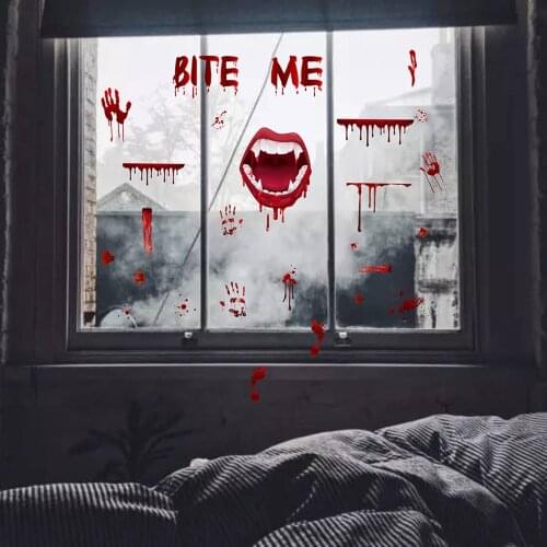 Terror Blood Handprint Foot Print Window Glass Paste Halloween Stickers Halloween Decoration Horror House home decor accessories