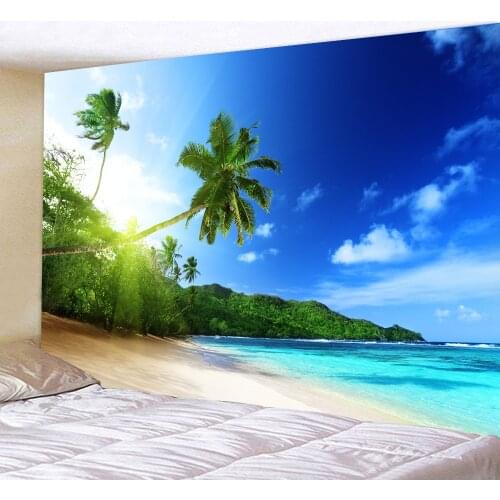 Nature Coconut tree tapestry Sunny beach Green Trees Wall tapestry wall cloth beach towel Hall room decoration