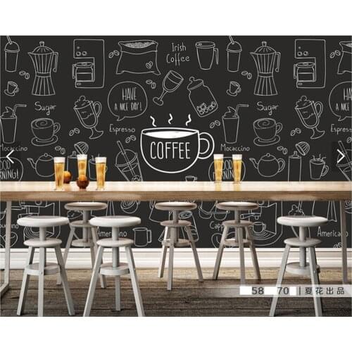 Custom retro wallpaper, painted coffee theme murals for the hotel restaurant coffee shop background wall vinyl papel de parede
