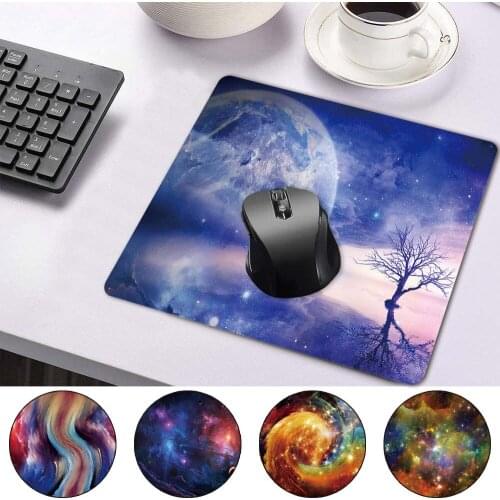 Durable Smooth PU Leather Computer Mousepad Anti-slip Waterproof Space Pattern Fashion Mouse Mat Portable Game Laptop Mousepad