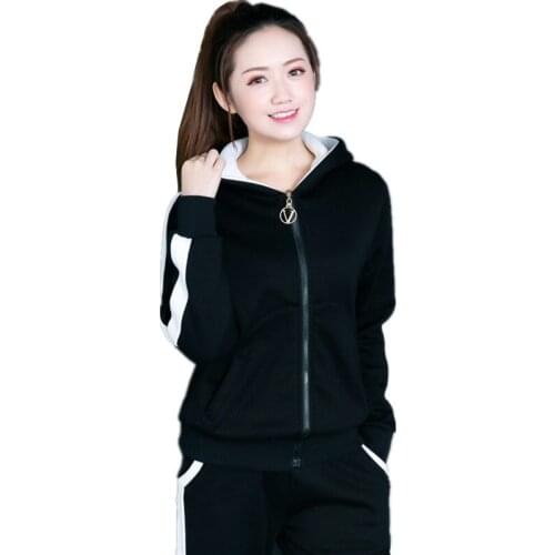 Plus size Sets Tracksuit Women Winter Clothes Plus Velvet Thicken 2 Piece Set Long sleeve Hooded Top Long Pants Ropa Mujer LK1