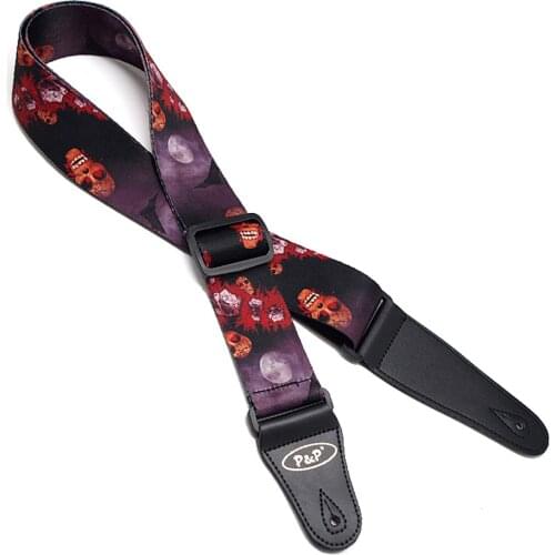 Moon Skull Pattern Guitar Strap Electric Guitar Acoustic Guitar Folk Guitar Bass Strap