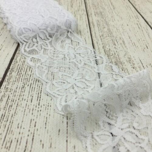 Retail 1pack=10yards WHITE 3" Lace Trim Ribbon By the Yard for Kids Headbands Elastic Lace Trim for Girls Hair Accessories
