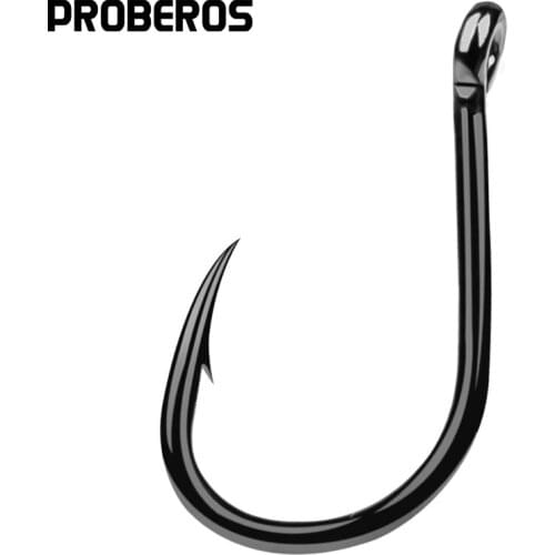 200Pcs PROBEROS Fishing Hook 3#-15# single hook High Qulity fishing tackle black color Jig Big Hook Treble Hooks Pesca Peche