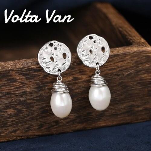 Volta Van Freshwater Pearls Drop Earrings 925 Sterling Silver Pendientes Elegant 2021 New Jewelry Classic Vintage Earrings