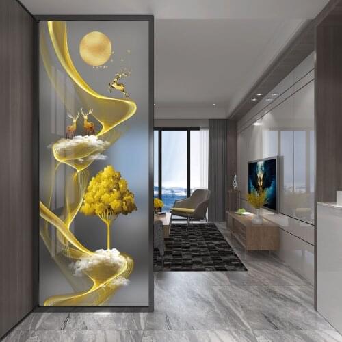 Modern simple light luxury art glass partition screen, living room barrier, tempered glass frosted barrier wall