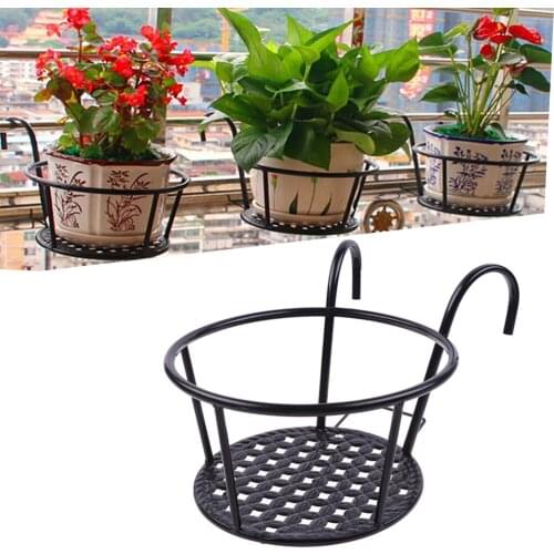 Flower Pot Ornaments Flower Rack Iron Stand Plant Garden Hanging Pot Holder Round Indoor Outdoor Balcony Frame Home Decor