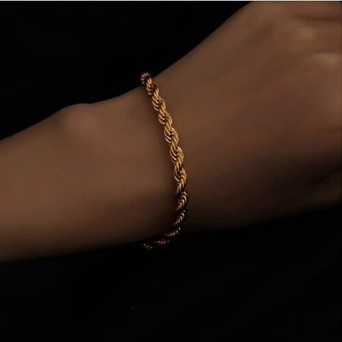 MEYRROYU Stainless Steel Gold Color Twist Bracelets New Rope Chain Bracelets 2021 Trendy For Women Man Fashion Party Jewelry