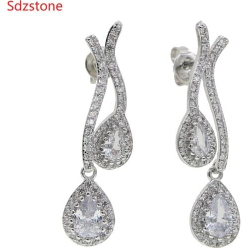 NEW Arrival Silver Plated Crystal Leaf Tassel Drop Earrings For Women Wedding Fashion Jewelry Gift