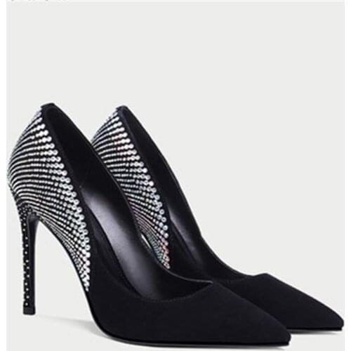 2021spring new shallow mouth pointed single shoes banquet dress suede shoes large size small size bridesmaid catwalk shoes women