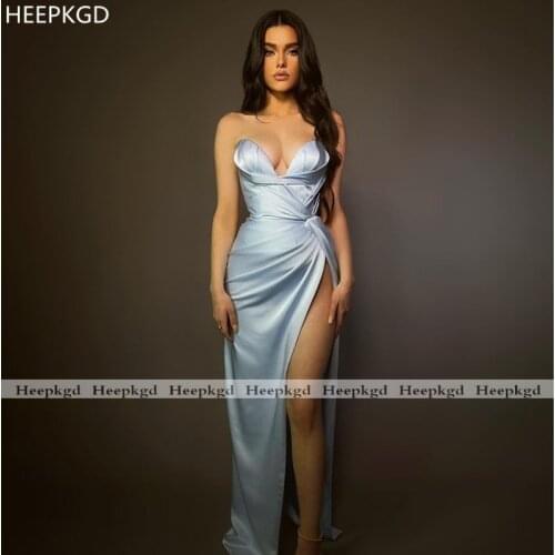 Baby Blue Sexy 2021 Evening Dress Corset Sweetheart High Slit Long Special Occasion Party Gown For Women Plus Size Evening Dress