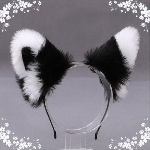 1PC Cosplay Hair Hoop Faux Fur Headwear Cat Ears Head Rim Plush Fluffy Hair Jewelry Party Hairband