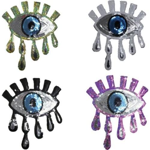 10pc Eyes Sequins Fabric Patch Embroidered Iron on Patches For Clothing DIY Decoration Clothes Stickers Affixed sequin patch
