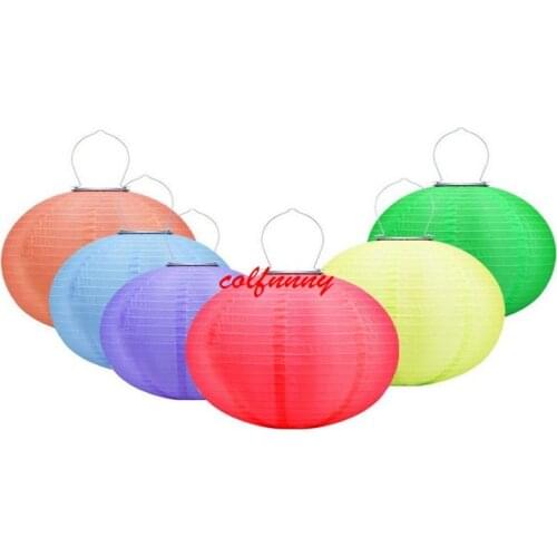 100pcs/lot 12inch Solar Lantern Waterproof Fabric LED Solar Light Christmas New Year Decoration Hanging Courtyard Lamp F062705