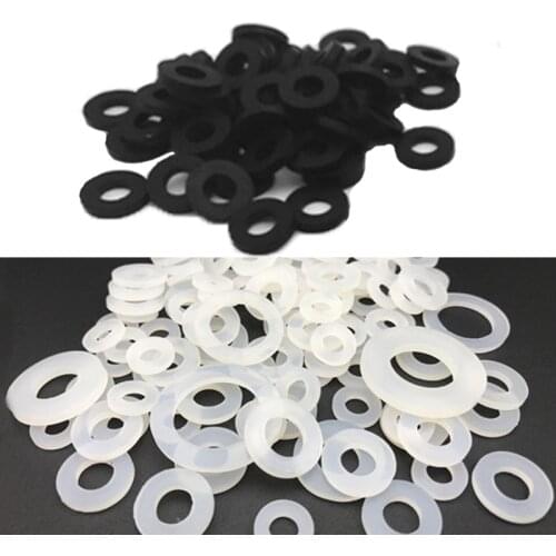 20 Pieces Black Rubber Seal Ring White Silicone Corrugated Pipe Flat Washer Gasket Water Heater Shower Meter Faucet O-ring
