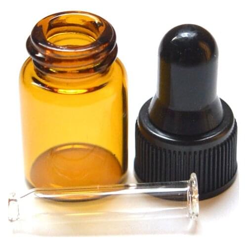 20pcs Fashion Mini Cute Amber Glass Dropper Bottle with Pure Glass Dropper Essential Oil 2ml Mini Clear Vials