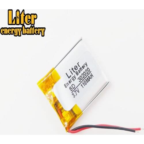 3.7V,110mAh,[302020] PLIB,Polymer lithium ion / Li-ion battery for speaker,MP5,Bluetooth earphone,MP3,MP4,SMART WATCH
