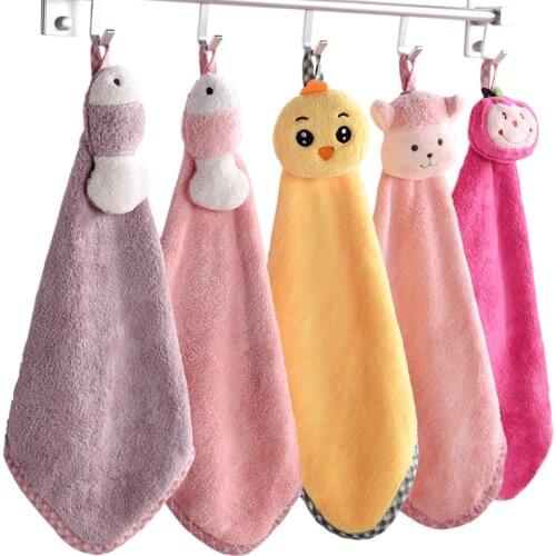 Beroyal 2019 Hand Towel Super Absorbent Kitchen Towel Plush Cartoon Animal Wipe Hanging Bathing Towel For Kids