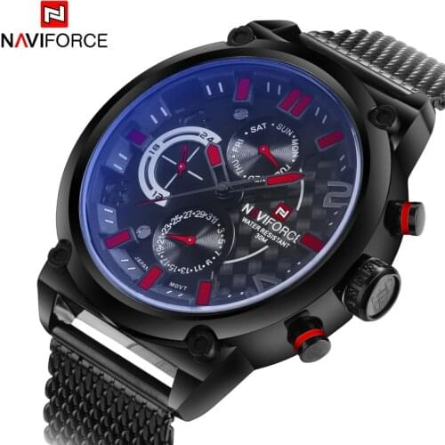 Luxury Brand Naviforce Stainless Steel Analog Mens Quartz Date Clock Fashion Casual Sports Watches Men Military Wrist Watch