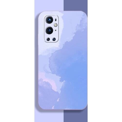 Ultra-thin Cute Square Liquid Silicone Phone Case For Oneplus 9 9Pro 9R 8 8Pro 8T 7 7Pro 7TPro 6T 6 Luxury Watercolor Soft Funda