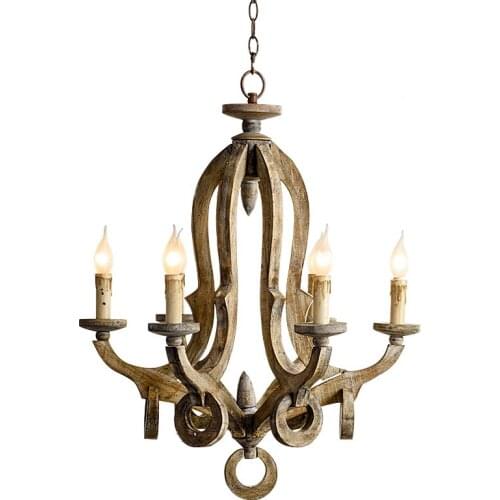 American country wooden chandeliers bedroom Mediterranean retro solid wood living room cafe villa model room lamps