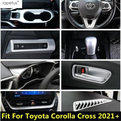 ABS Matte Accessories Water Cup Holder Panel / Steering Wheel Frame Cover Trim Car Interior Decor For Toyota Corolla Cross 2021