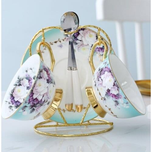 Violet Bone China English afternoon tea set ceramic coffee cup set flower tea set garden style ceramic European tea set