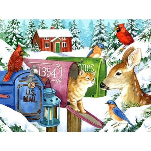 Gatyztory Frame Christmas Pictures DIY Painting By Numbers Handpainted Cartoon Oil Painting Canvas Colouring