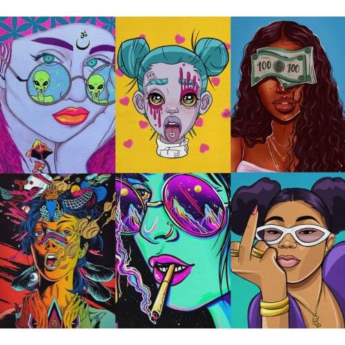 Halloween Fashion Black Girl Printed Artificial Leather Lychee Pattern DIY Sewing Decoration 22X30cm A4