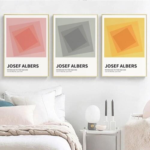 Josef Albers Abstract Unique Square Exhibition Poster Canvas Painting Print Gallery Wall Art Picture for Living Room Home Decor