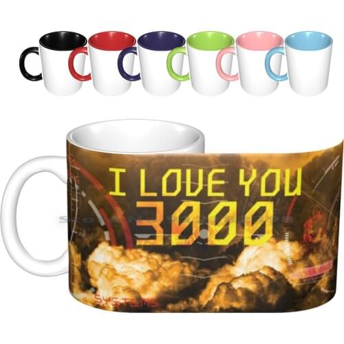 I Love You 3000 Movie Quote Ceramic Mugs Coffee Cups Milk Tea Mug Tony Stark Tribute I Love You 3000 I Love U 3000 Heart End