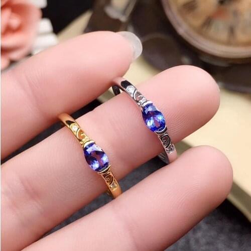 The Best Party Gift 100% Real And Natural Tanzanite Rings 925 Sterling Silver Fine Jewelry