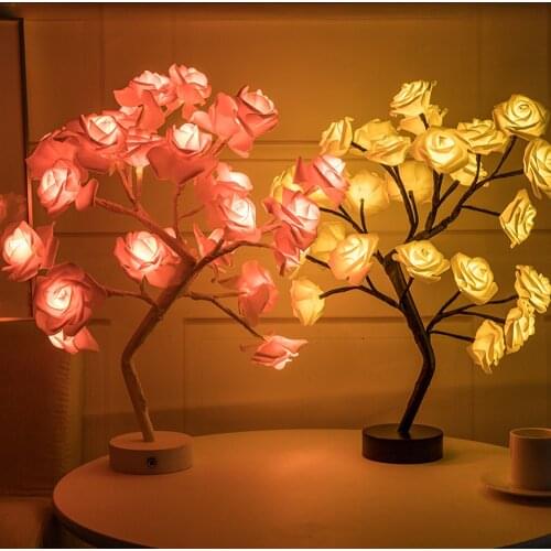 LED table lamp rose flower tree USB night light home decoration LED table lamp party christmas wedding bedroom decoration