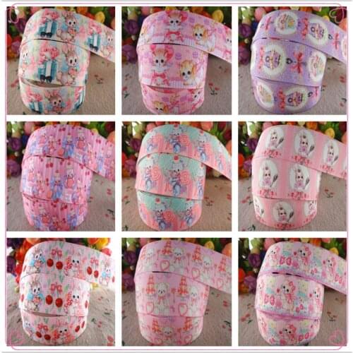 18102507, 1" 25mm 50 yards cute animals printed grosgrain ribbons DIY hair bows handmade materials