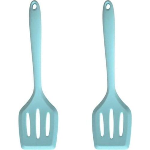 2PCS Silicone Cooking Utensil Spatula Slotted Turner Nonstick Heat Resistant Spatula for Kitchen Restaurant Home(random)