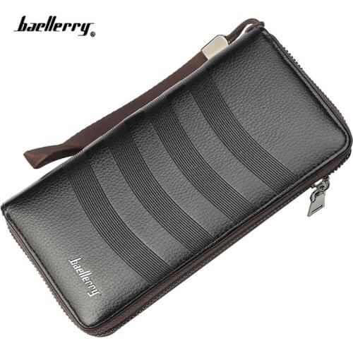 Mens wallet long clutch wallet for male fashion leather man card purse vintage phone wallet with coin bag brand zipper wallet
